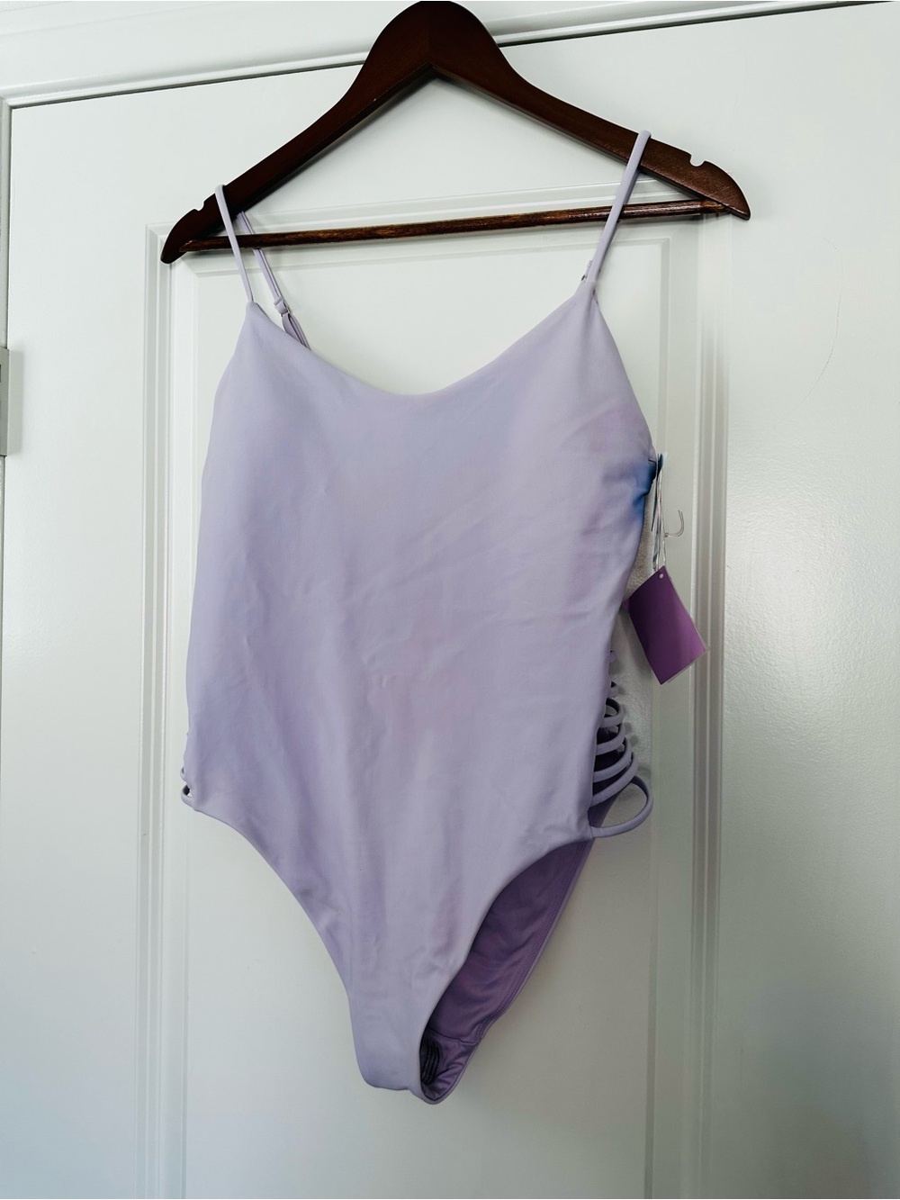 NWT Forever 21 Lavender Side Cutout One Piece Swimsuit Size Large